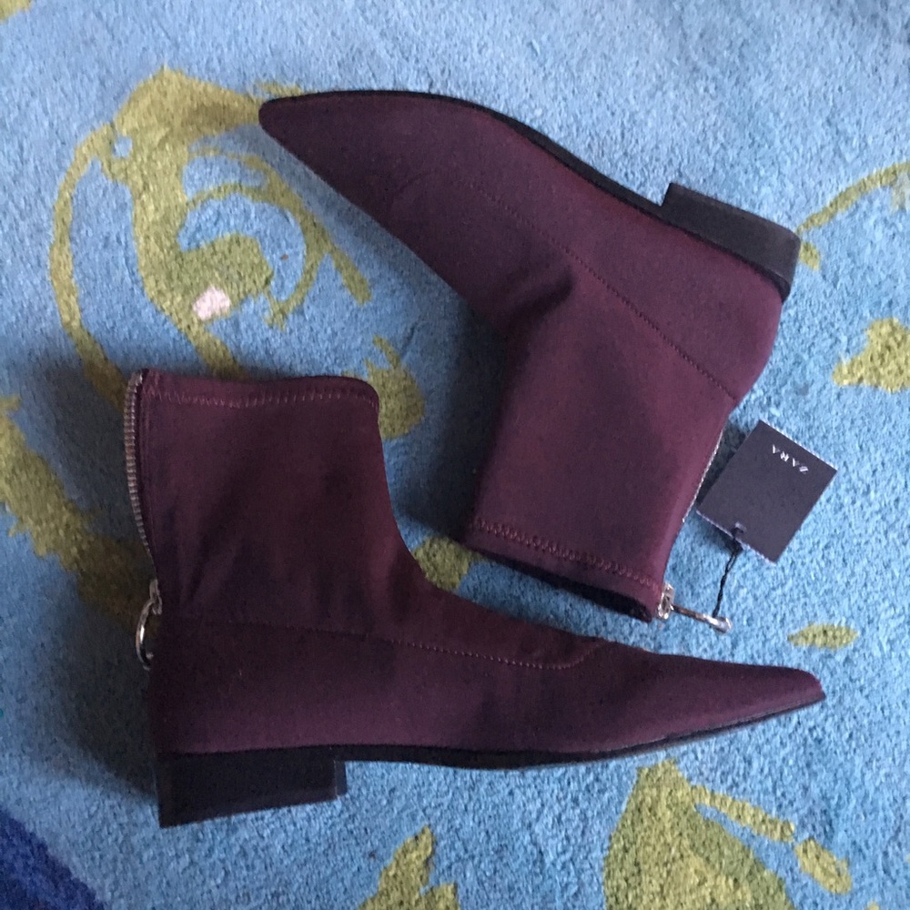 Zara Plum Purple NWT Ankle Boots with Zippers